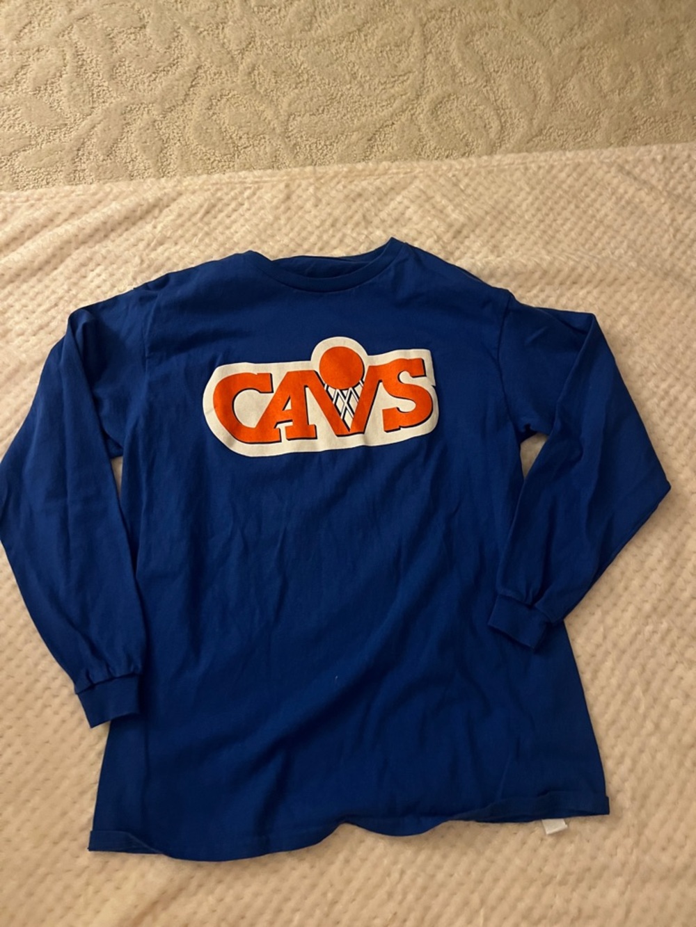 NBA Royal Blue Long Sleeve Shirt with Orange Cavs Logo